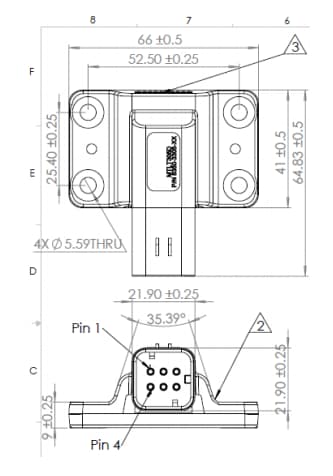 Mechanical Drawing - ACEINNA MTLT305D Dynamic Tilt Senor Module